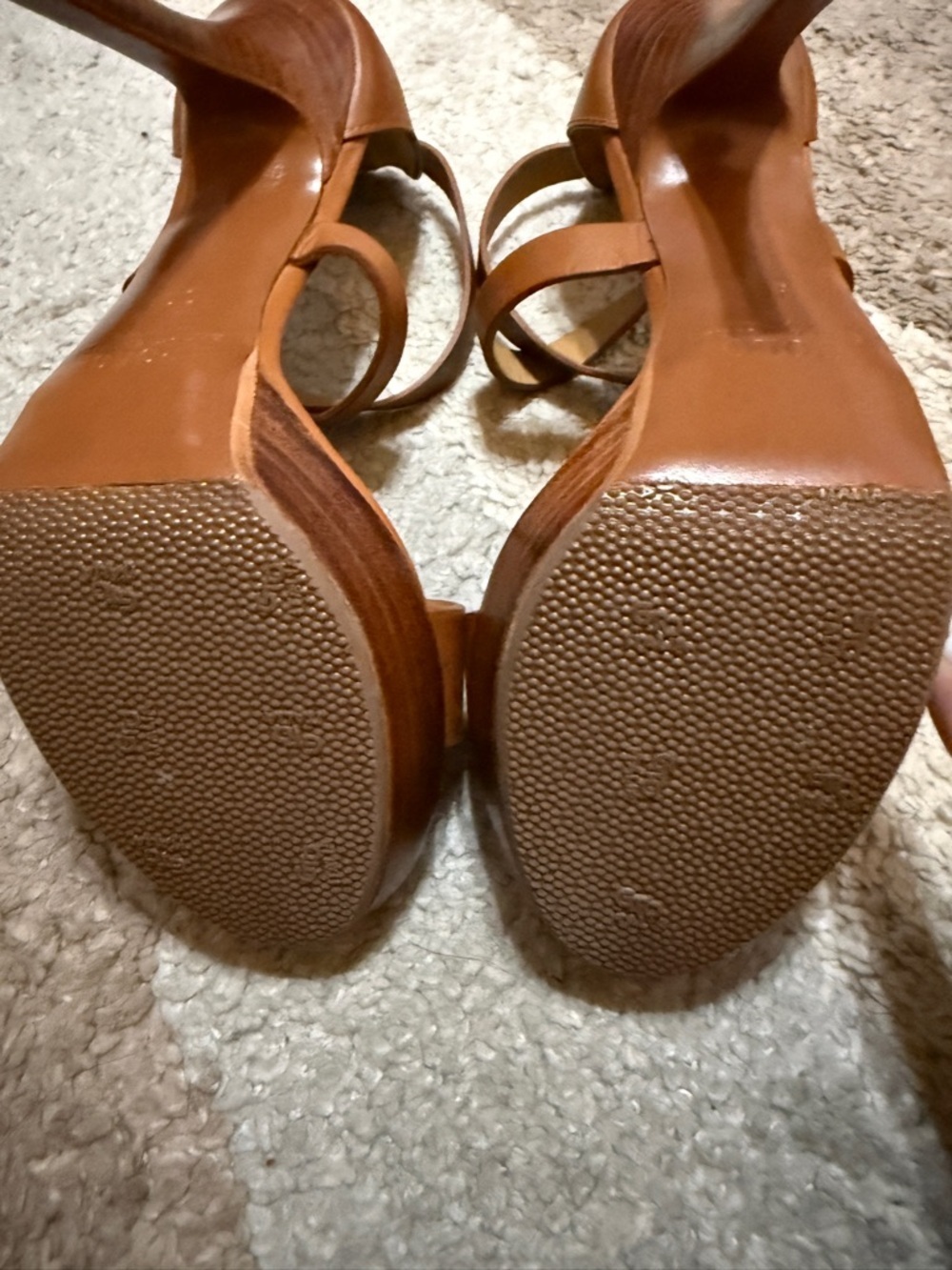 Polo by Ralph Lauren Tan Leather Crisscross Ankle Strap Heels- Size 36.5 - Picture 5 of 7